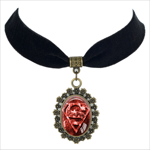 Collar gótico de terciopelo negro, colgante de <span class=keywords><strong>superman</strong></span>, accesorios, Gargantilla, collares para mujer - Product Image 3