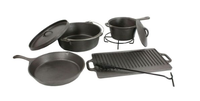Ensemble d'ustensiles de cuisine de Camping, en fonte brute, antiadhésif, huile végétale
