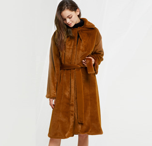 <span class=keywords><strong>Manteau</strong></span> de fourrure Faux Vison Lapin Rex pour femmes de haute qualité Style <span class=keywords><strong>Long</strong></span> avec <span class=keywords><strong>ceinture</strong></span> disponible en couleurs <span class=keywords><strong>marron</strong></span> blanc noir - Product Image 1