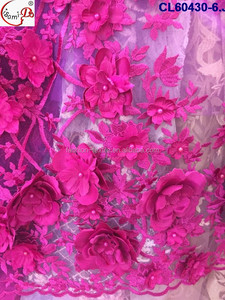 <span class=keywords><strong>Tessuto</strong></span> in Pizzo 3D di Lusso Rosa/<span class=keywords><strong>Rosso</strong></span>/Bianco, Ricamo in <span class=keywords><strong>Tulle</strong></span>, Pizzo Francese per Abiti da Sposa/Festa Eleganti CL60430 - Product Image 6