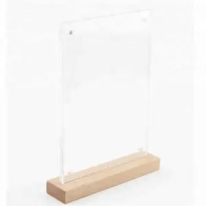 Wooden Acrylic Frame Display Stand Holder Desktop Acrylic Sign Holder Wooden Table Holder