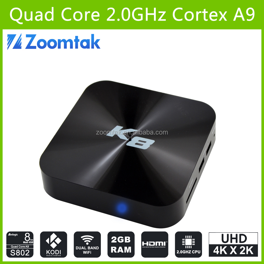 Amlogic S802 quad core 4 K Android tv box con el más nuevo KODI 15.1 preinstalado