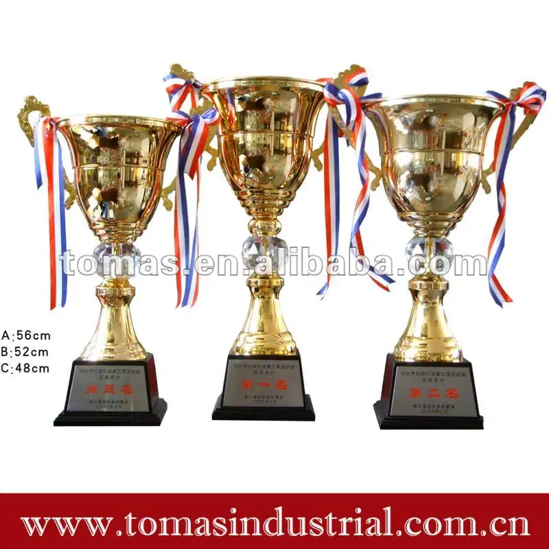 Métal trophée de la coupe avec ruban pour champion runner - up et deuxième runner - up
