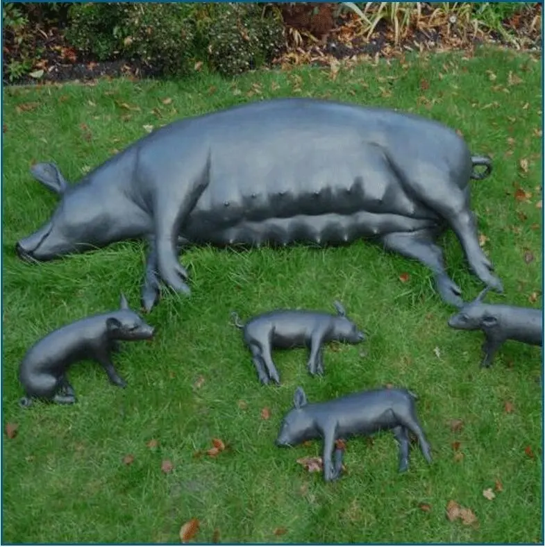 庭の装飾鋳造金属ブロンズ動物像等身大真鍮ブロンズ豚像彫刻販売