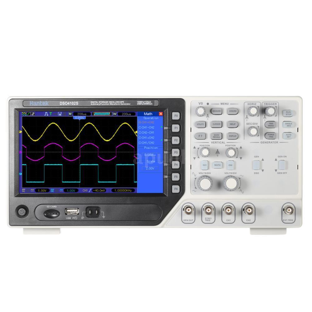 Hantek DSO4102S новейший цифровой запоминающий осциллограф 7 "64K TFT ЖК-экран 2 канала 100 м 1GSa/s произвольной формы осциллографы
