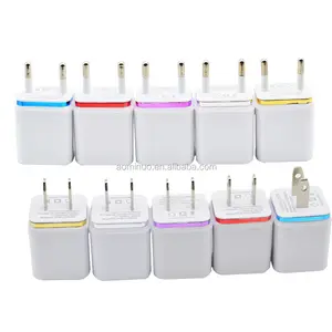 Colorful Dual USB Port US/EU model 3A 5V Travel Wall Mobile Charger w/Sviwal Plug Designed for Apple and Android Devices