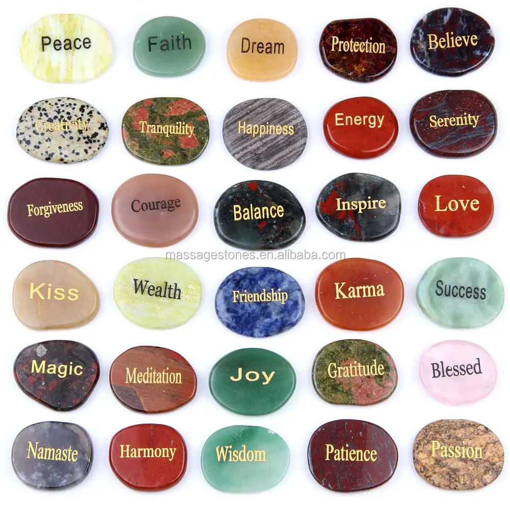 Meaningful mixed engraved wish stones with word