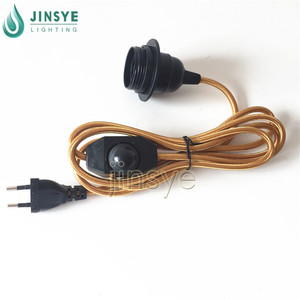 Dimmer chuyển đổi 2 Pin EU cắm trong điện dệt Cáp E26 E27 Đèn chủ với dây - Product Image 1
