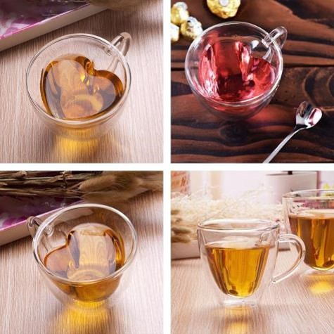 6 oz Strong Double Wall Insulated Borosilicate Thermo Glass Coffee Tea Cups Glass Mug