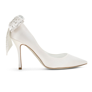 <span class=keywords><strong>Tacchi</strong></span> Alti di Lusso da Donna in Raso Bianco con Fiocco, Scarpe da Sposa Eleganti di Alta Qualità - Product Image 2