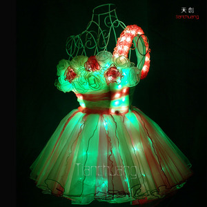Hot LED Light Girls <strong>Dance</strong> <strong>Dress</strong> Latin Performance Belly Event Skirt Tutu <strong>Dress</strong> - Product Image 3