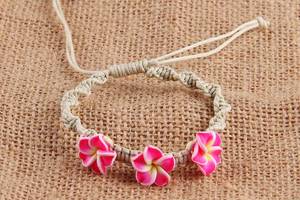 GH-02 fabricación fábrica Hawaii Cordón de cera Flor de <span class=keywords><strong>Fimo</strong></span> de la arcilla del polímero joyería barata de la pulsera - Product Image 4