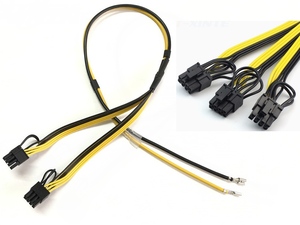 Kết nối PC thiết bị đầu cuối để 3x PCI-E <span class=keywords><strong>PCIE</strong></span> PCI E Express <span class=keywords><strong>8</strong></span> <span class=keywords><strong>pin</strong></span> (<span class=keywords><strong>6</strong></span> + 2)<span class=keywords><strong>pin</strong></span> đồ họa Video Card GPU cung cấp điện Cáp 12AWG + 16awg - Product Image 2