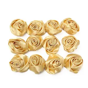 Factory Good Price Gold Satin Ribbon Rose Bows