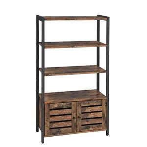 VASAGLE דקורטיבי עתיק כפרי תעשייתי bookrack כוננית ארון עם שתי דלתות ומגירות