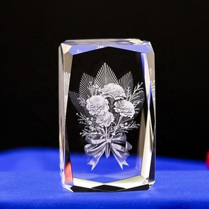 Honor de Cristal, Cristal Tallado con Láser 3D de 24 Cortes, Ángel Grabado en Cristal, Miniatura de Rosa Grabada con Láser, Cubo de Cristal, Adorno Artesanal - Product Image 3