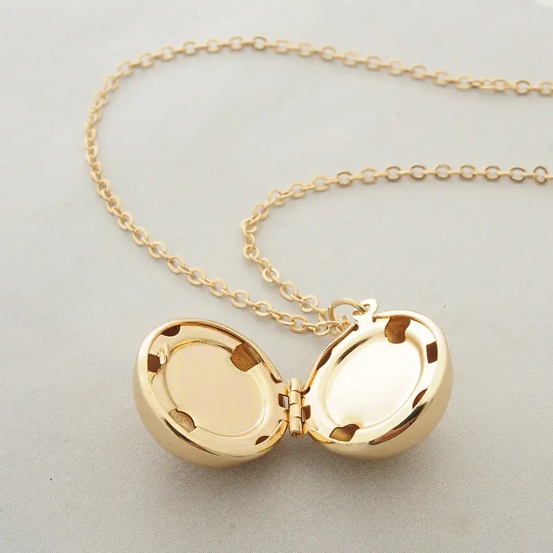 Benutzer definierte einzigartige Design Modeschmuck zu öffnen Gold Ball Foto Medaillon Anhänger Halsketten