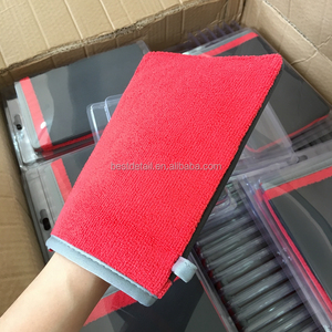 Premium Car Care Rouge Surface Peinture Nettoyage Décontamination Auto Detailing Car Wash Microfibre Argile Gant dans la boîte - Product Image 2