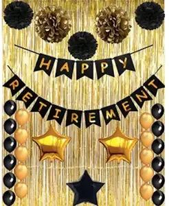 Retirement Party Decorations Happy Retirement Banner Black Gold Latex Retirement Balloons Party Supplies