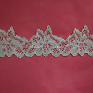 wave flower chain elastic lace trim white color