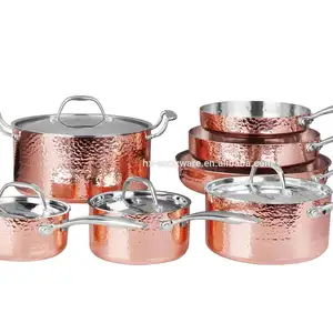 Casseroles et poêles en acier inoxydable, triple pièces, en cuivre, nouveaux pots roses, vaisselle de cuisine, 10 pièces