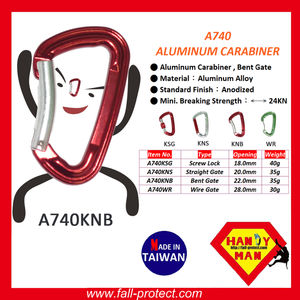 Anodized 24kN Bent Gate Rock Climbing Aluminum Carabiner - Product Image 2