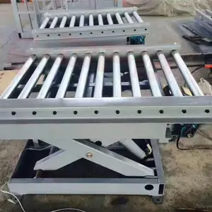 China manufacturer stationary hydraulic lift table with conveyor roller top