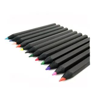 Set Pensil Warna Krayon Kayu Hitam Keren dan Modis dengan 12 Warna