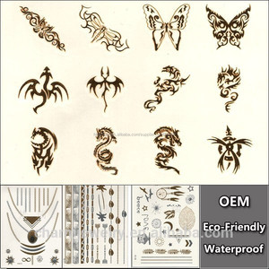oro argento nuovo instant impermeabile tatuaggio temporaneo vernice adesivi drago stampato ys024 ingrosso - Product Image 1