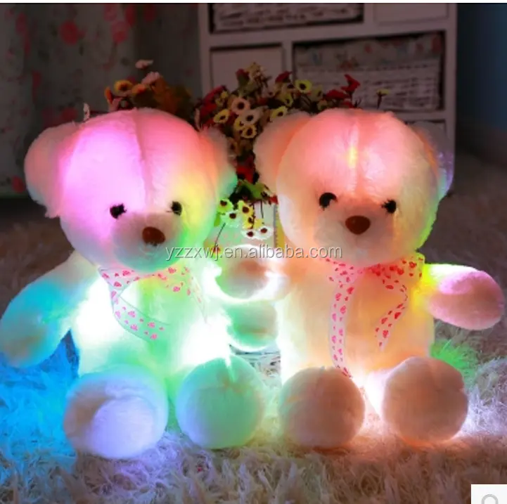 free sample plush LED teddy bear toys for kids MOQ 10pcs stuffed electronic light up teddy bear plush toy