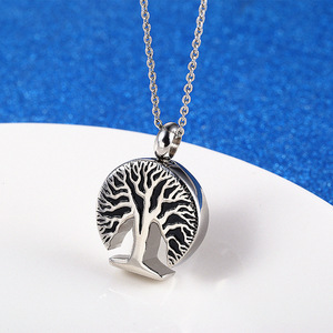 Collier pendentif urne commémorative en forme d'<span class=keywords><strong>arbre</strong></span> de vie pour cendres, bijou de crémation - Product Image 2