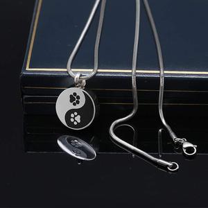 Bijoux de crémation <span class=keywords><strong>Yin</strong></span> et Yang, collier en acier inoxydable 316L, urnes à cendres, souvenir, pendentif avec empreintes de pattes de chat - Product Image 5