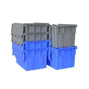 Распродажа пластиковых ящиков с крышкой, штабелируемые пластиковые ящики для логистики