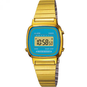 Orologio Digitale al Quarzo con Cassa Quadrata in Lega, Design Semplice e Alla Moda per Uomo, Cinturino Dorato, Larghezza 14mm, Sportivo, Resistente all'Acqua 3BAR - Product Image 3