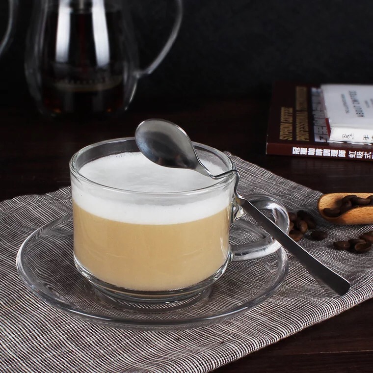 Coffee Cup Glass Teacup, Clear and Lightweight Glass Tea and Coffee Cup with Saucer