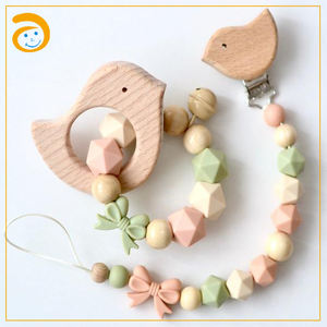 दिल <span class=keywords><strong>teether</strong></span> सिलिकॉन शांत क्लिप सिलिकॉन पत्र मोती शुरुआती खिलौना - Product Image 2