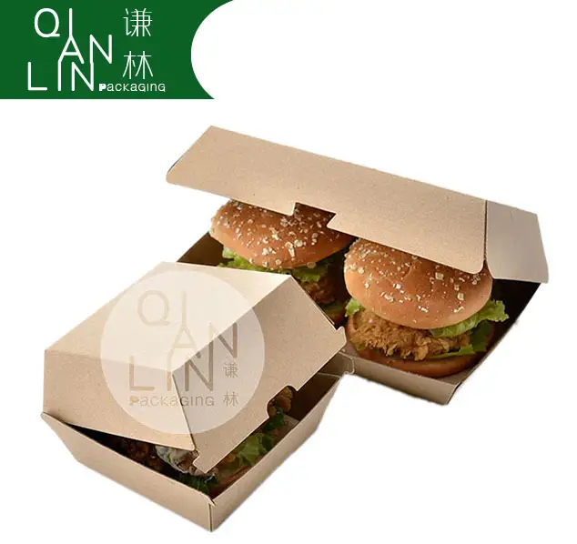 Grosir Kotak Kemasan Makanan Cina Hamburger, Kemasan Makanan Kualitas Tinggi, Kemasan Kemasan Papan Putih Kraft, Kotak Makanan Makanan Bungkus