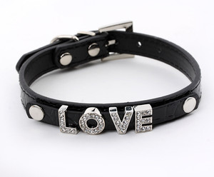 <span class=keywords><strong>Collar</strong></span> de cuero ostentoso duradero, <span class=keywords><strong>collar</strong></span> de cachorro de caniche con letras DIY de diferentes colores, Gato Bully <span class=keywords><strong>Pitbull</strong></span> - Product Image 3
