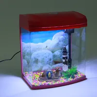 Popüler Mini akvaryum tankı balık siyah/beyaz led akvaryum
