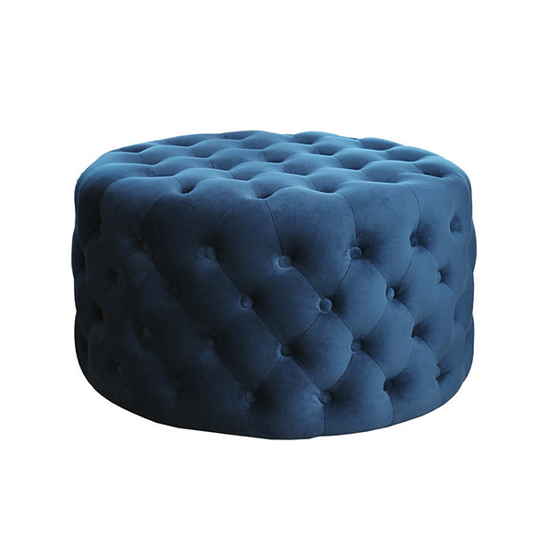 OT-084 Роскошный дизайнерский синий бархатный пуф с пуговицами, Стеганный пуф