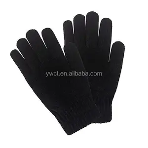 Cheap Mens Winter Soft Black Mitten Thick Stretch Knit Magic Gloves