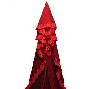 Gelin düğün duvağı beyaz dantel peçe erik küçük sequins düğün aksesuarları 1.5 <span class=keywords><strong>m</strong></span> dış ticaret headdress kırmızı peçe - Product Image 4