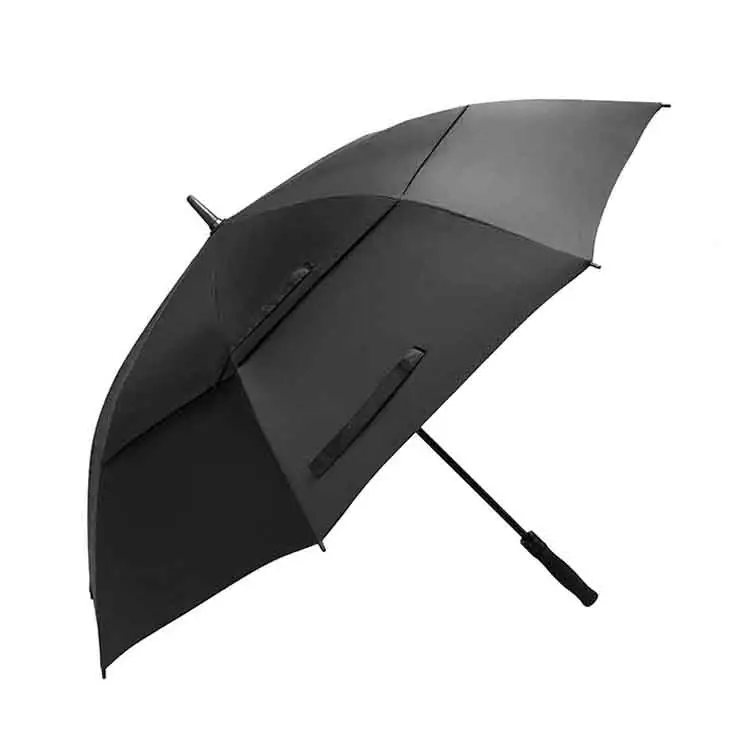 Высокое качество логотип водонепроницаемый ветрозащитный большой черный двойной гольф зонтик для детские коляски