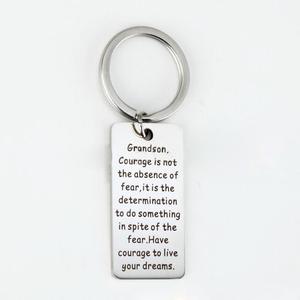 Il coraggio del nipote non è l'assenza di paura abbiate il coraggio di vivere i vostri sogni portachiavi portachiavi ciondolo in acciaio inossidabile - Product Image 2