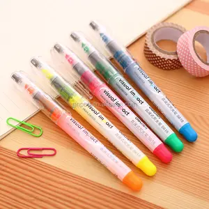 Deli multi colored fancy highlighter pen rainbow highlighter deli colorful plastic office school markers loose yes highlighter 12pcs box