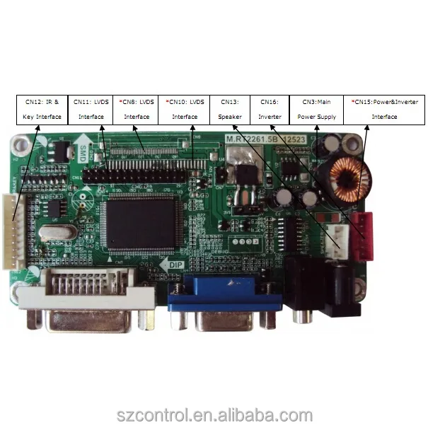 DVI + VGA مراقب ثنائي الفينيل متعدد الكلور لوحة تحكم ل شاشات الكريستال السائل (إل سي دي)