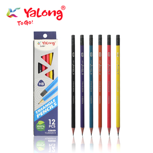 Crayons à <span class=keywords><strong>dessin</strong></span> triangulaires en bois de peuplier de qualité supérieure Yalong, lot de 12 pièces/boîte, crayons standard pour croquis avec gomme - Product Image 1