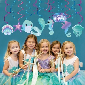 Huancai <span class=keywords><strong>petite</strong></span> sirène service de table jetable avec assiettes en papier tasses serviettes pour enfants filles fournitures de fête d'anniversaire - Product Image 6