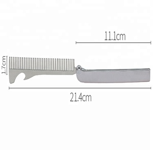 Pettine per <span class=keywords><strong>Barba</strong></span> <span class=keywords><strong>e</strong></span> Baffi con Denti in Metallo, Pettine Tascabile Pieghevole da Uomo - Product Image 6