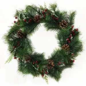 الأخضر عيد الميلاد الطوق الصنوبر المخاريط والتوت عيد الميلاد اكليل